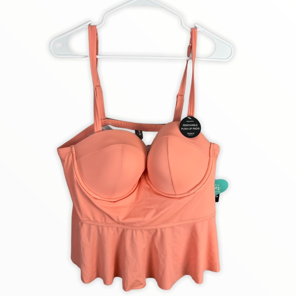 NWT Torrid peplum tankini top peach push up bra